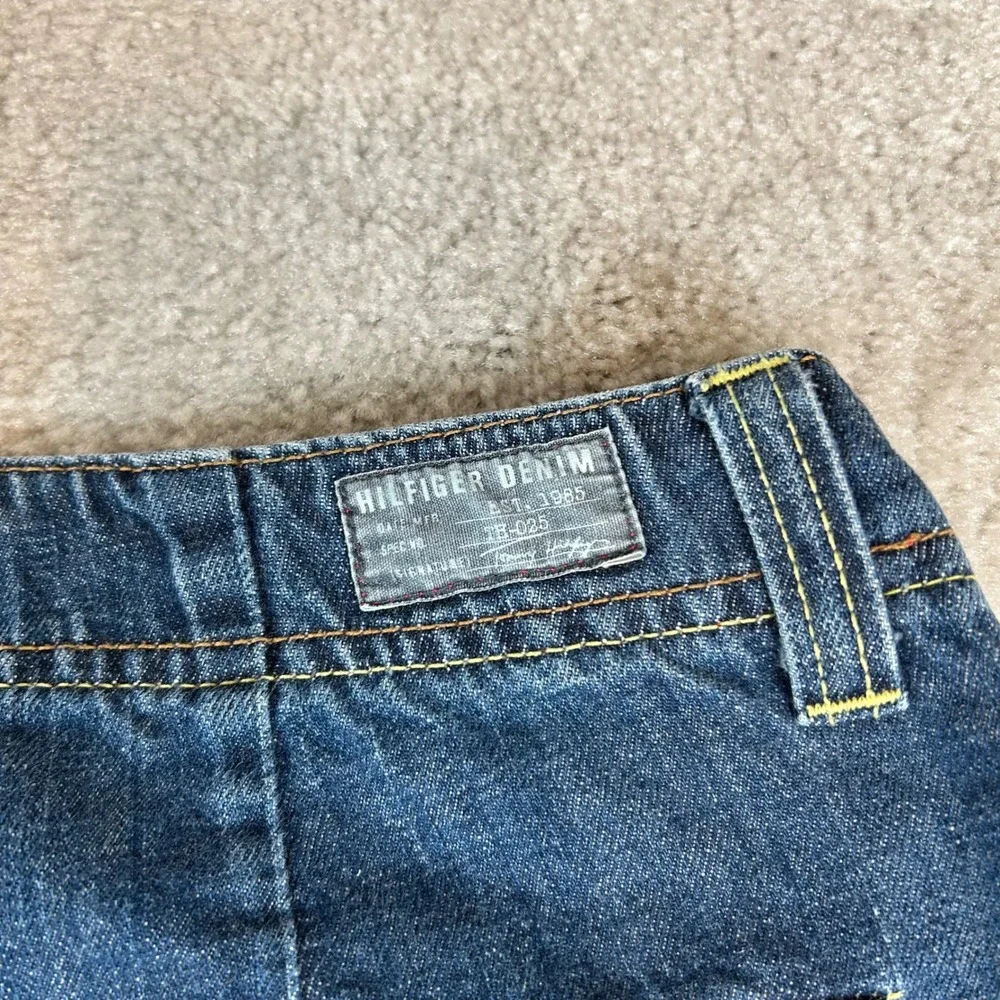 Vintage Y2K Tommy Hilfiger Cargo Shorts Mens 36 Blue Denim Label Baggy Utility